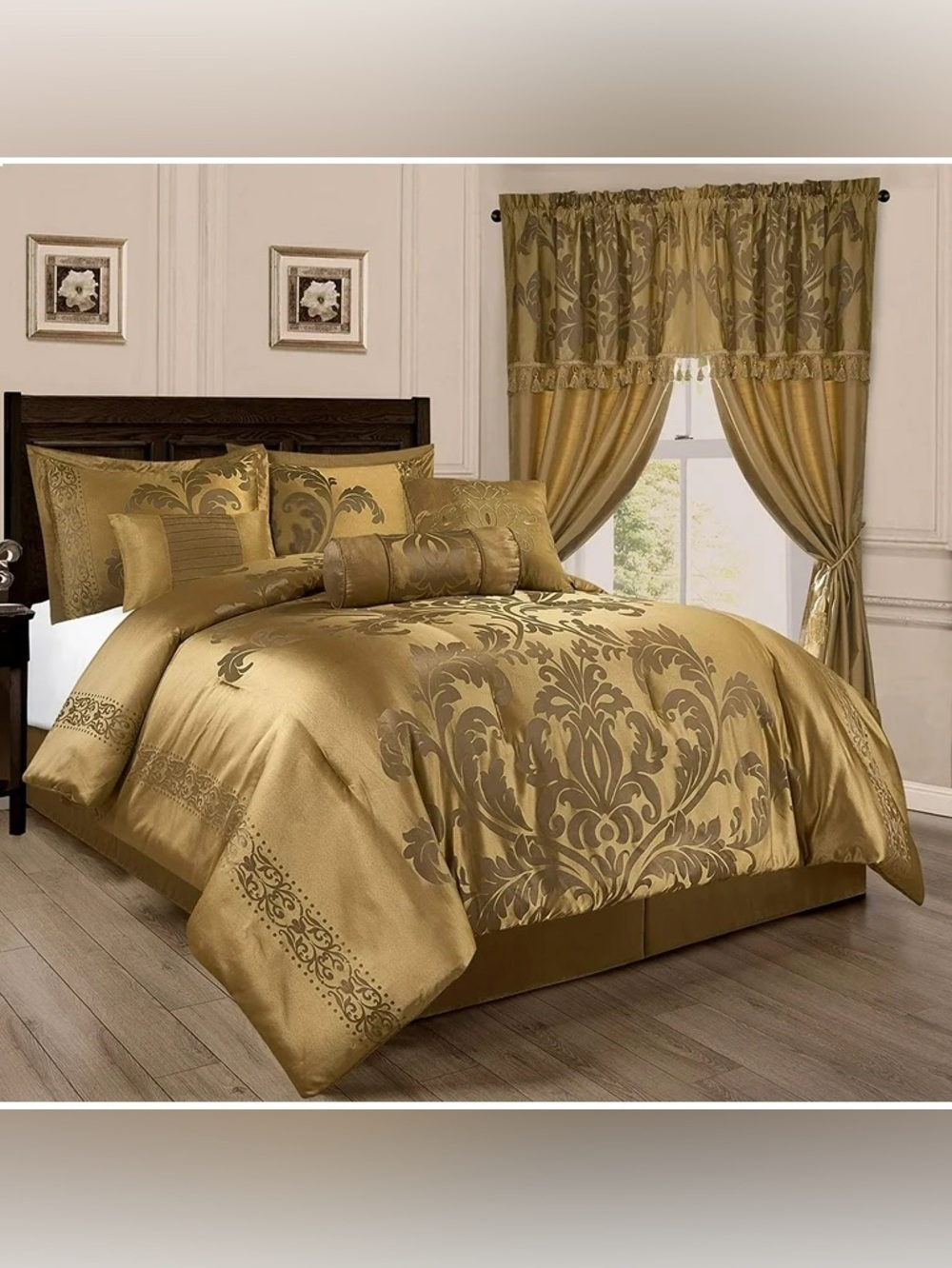 Gold Damask Comforter Set - Luxury Home Bedding